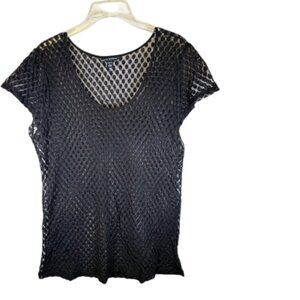 Banana Republic Black Polka Dot Lace Sheer T Shirt-  Size L